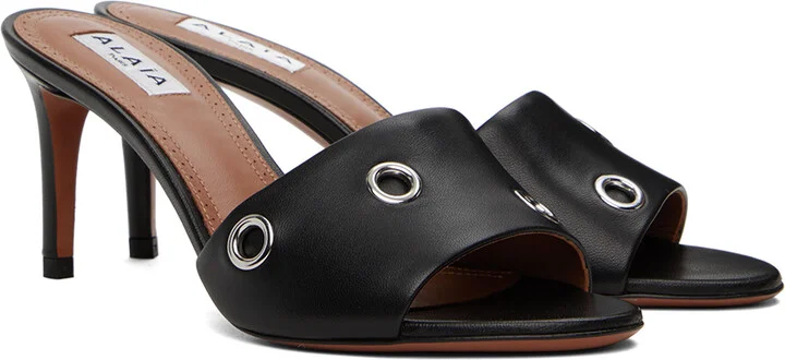ALAÏA Black Oeillets Mules - Image 4