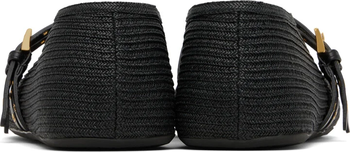 ALAÏA Black Paper Straw Ballerina Flats - Image 2