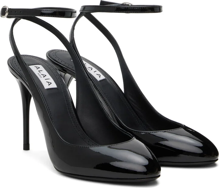ALAÏA Black Patent Calfskin Slingback 90 Heels - Image 4