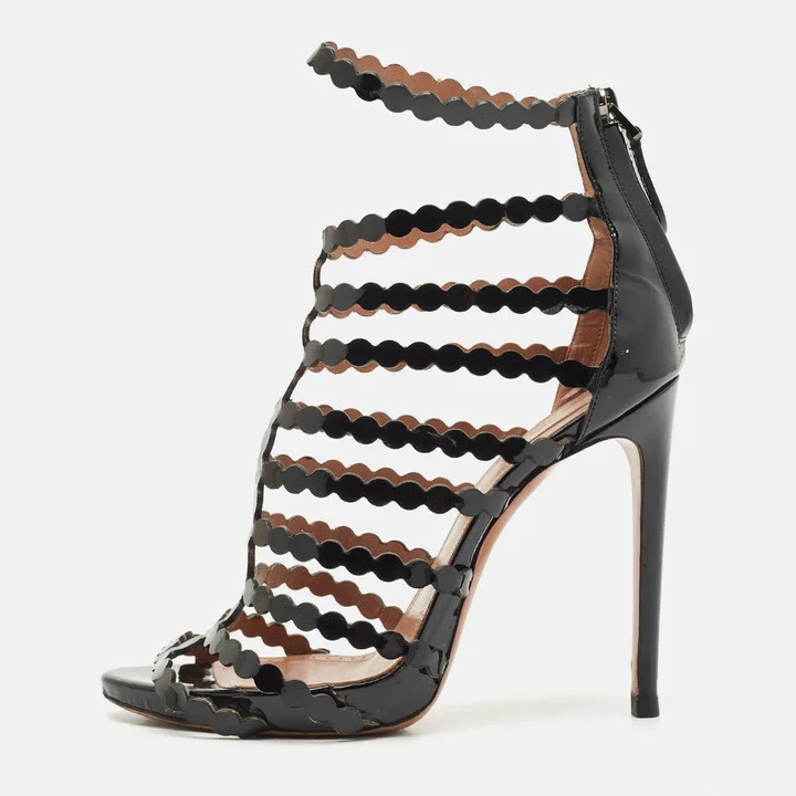 Alaia Black Patent Leather Gladiator Sandals Size 38