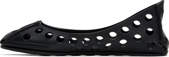 ALAÏA Black Perfo Calfskin Ballerina Flats - Image 3