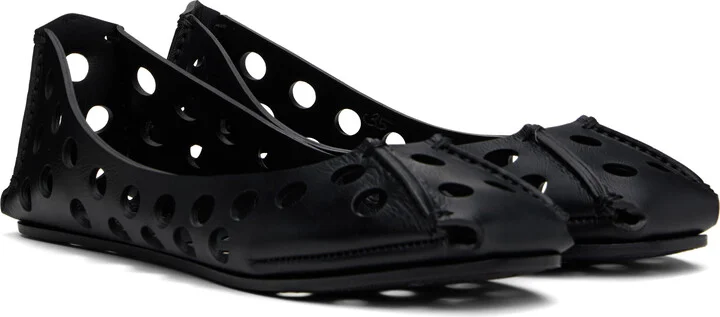ALAÏA Black Perfo Calfskin Ballerina Flats - Image 4