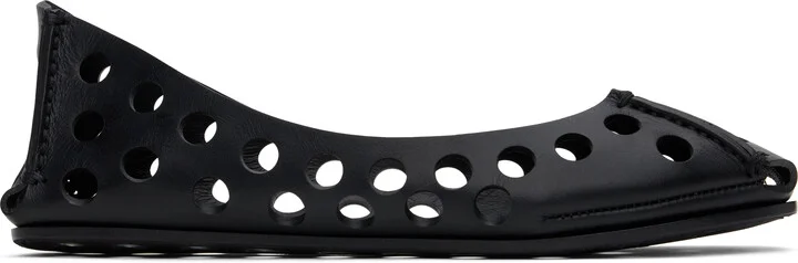 ALAÏA Black Perfo Calfskin Ballerina Flats