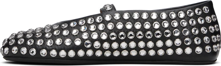 ALAÏA Black Strass Lambskin Ballerina Flats - Image 3