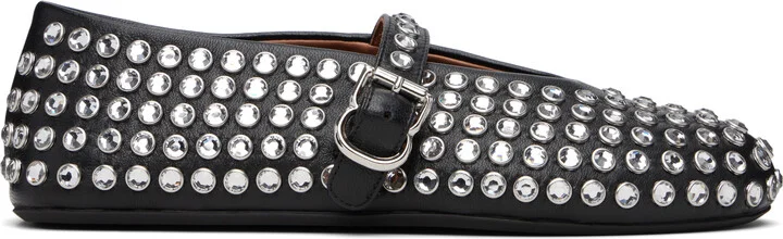 ALAÏA Black Strass Lambskin Ballerina Flats