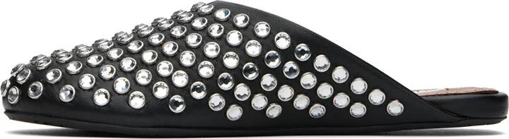 ALAÏA Black Strass Lambskin Mules - Image 3