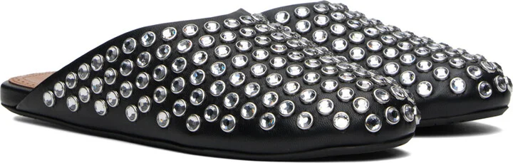 ALAÏA Black Strass Lambskin Mules - Image 4