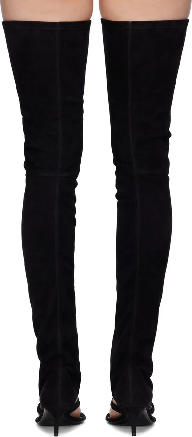 ALAÏA Black Stretch Suede 55 Tall Boots - Image 2