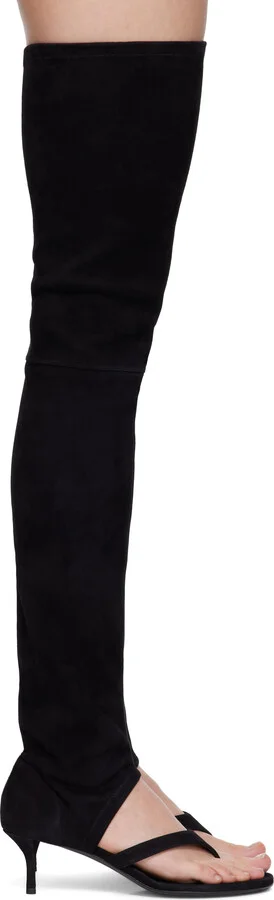 ALAÏA Black Stretch Suede 55 Tall Boots