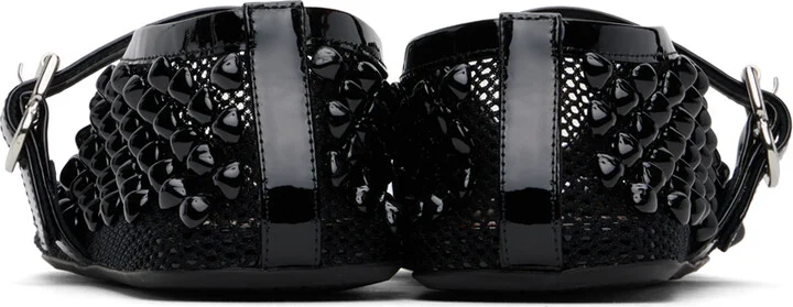ALAÏA Black Studded Fishnet Ballerina Flats - Image 2
