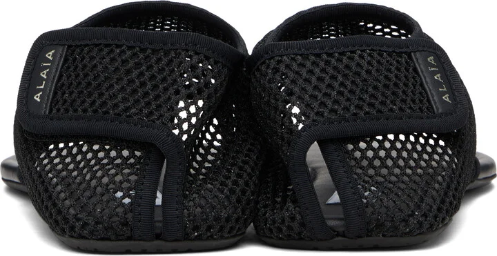 ALAÏA Black Thong Fishnet Sandals - Image 2
