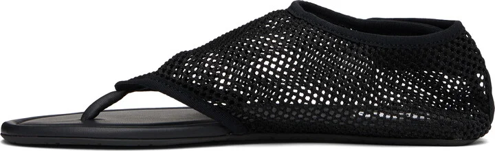 ALAÏA Black Thong Fishnet Sandals - Image 3