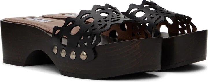 ALAÏA Black Vienne Wooden Clogs - Image 4