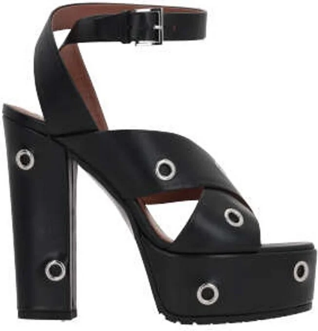 Alaïa Block Heel Eyelets Detailed Plateform Sandals