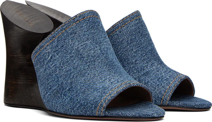 ALAÏA Blue 'La Sculpture' Mules - Image 4
