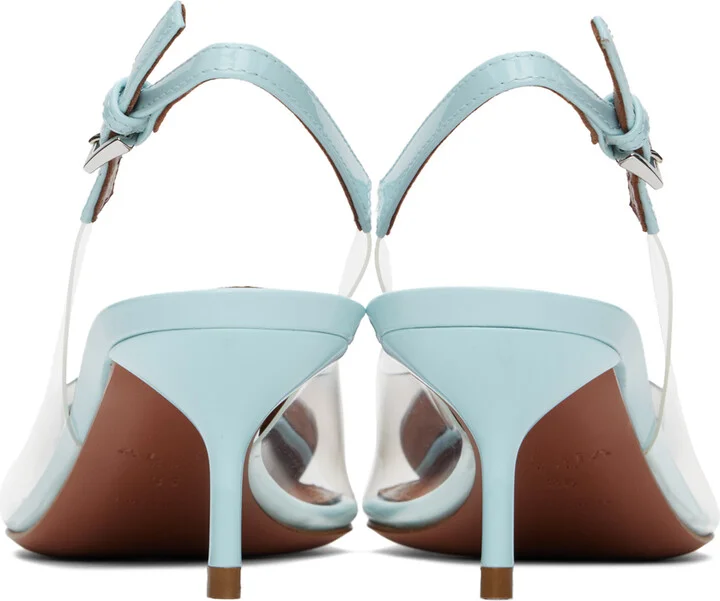ALAÏA Blue 'Le Coeur' Slingback Patent Lambskin Heels - Image 2