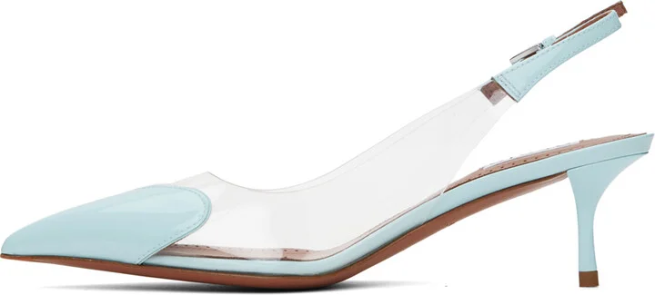 ALAÏA Blue 'Le Coeur' Slingback Patent Lambskin Heels - Image 3