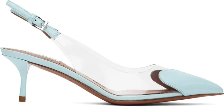 ALAÏA Blue 'Le Coeur' Slingback Patent Lambskin Heels