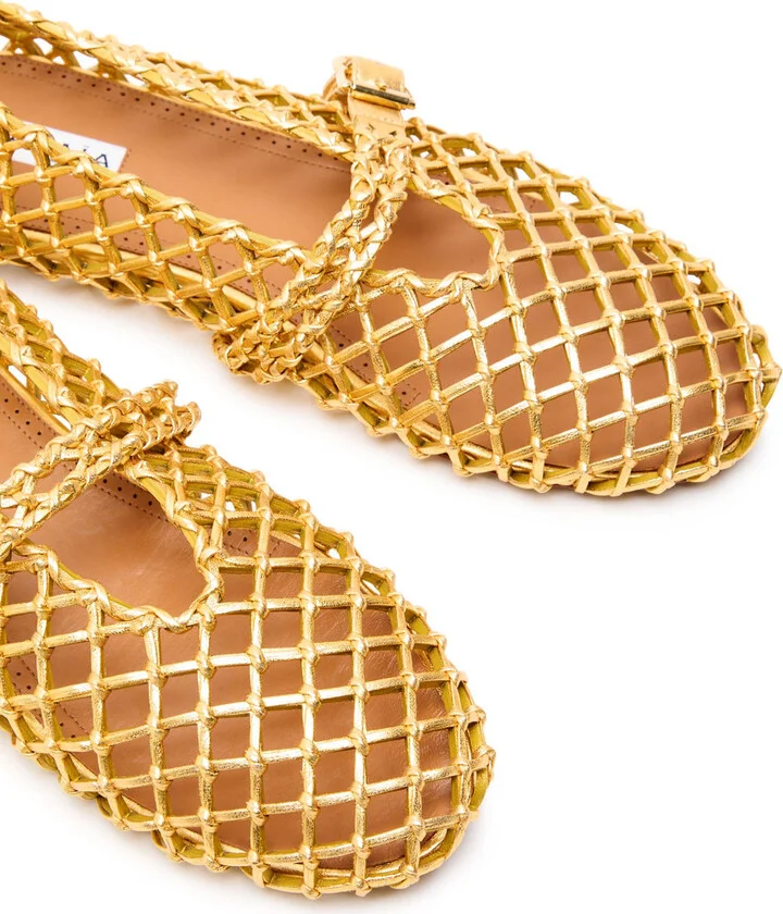 Alaïa Braided Metallic Leather Ballet Flats - Image 3