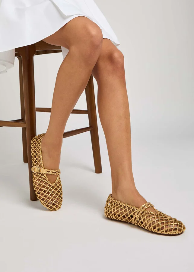 Alaïa Braided Metallic Leather Ballet Flats - Image 5