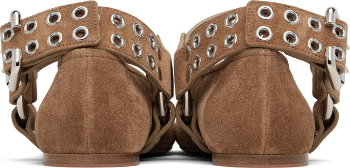 ALAÏA Brown Biker Ballerina Flats - Image 2