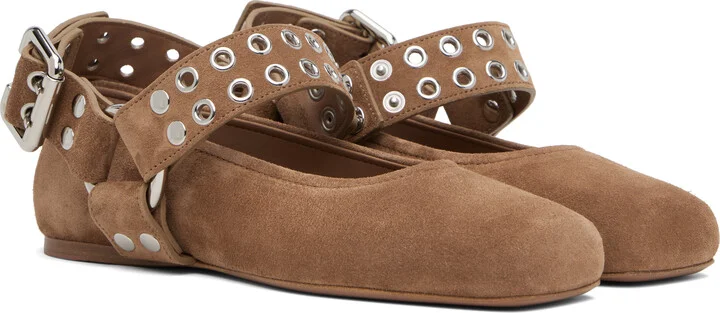 ALAÏA Brown Biker Ballerina Flats - Image 4