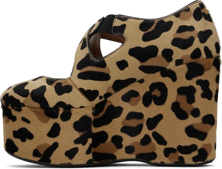 ALAÏA Brown Criss Cross Wedge Heels - Image 3