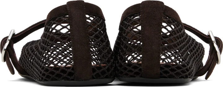 ALAÏA Brown Fishnet Ballerina Flats - Image 2