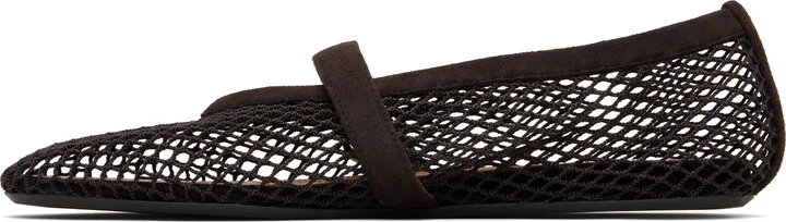 ALAÏA Brown Fishnet Ballerina Flats - Image 3