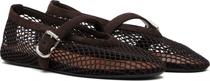 ALAÏA Brown Fishnet Ballerina Flats - Image 4