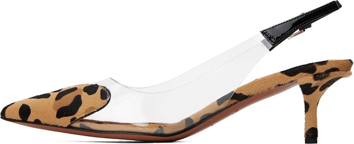 ALAÏA Brown 'Le Cœur' Slingback Heels - Image 3