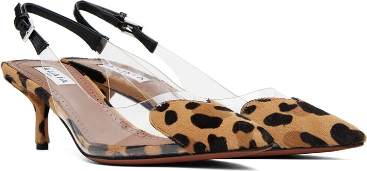 ALAÏA Brown 'Le Cœur' Slingback Heels - Image 4