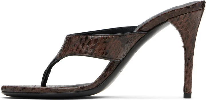 ALAÏA Brown Thong Elaphe Leather Mule Sandals - Image 3