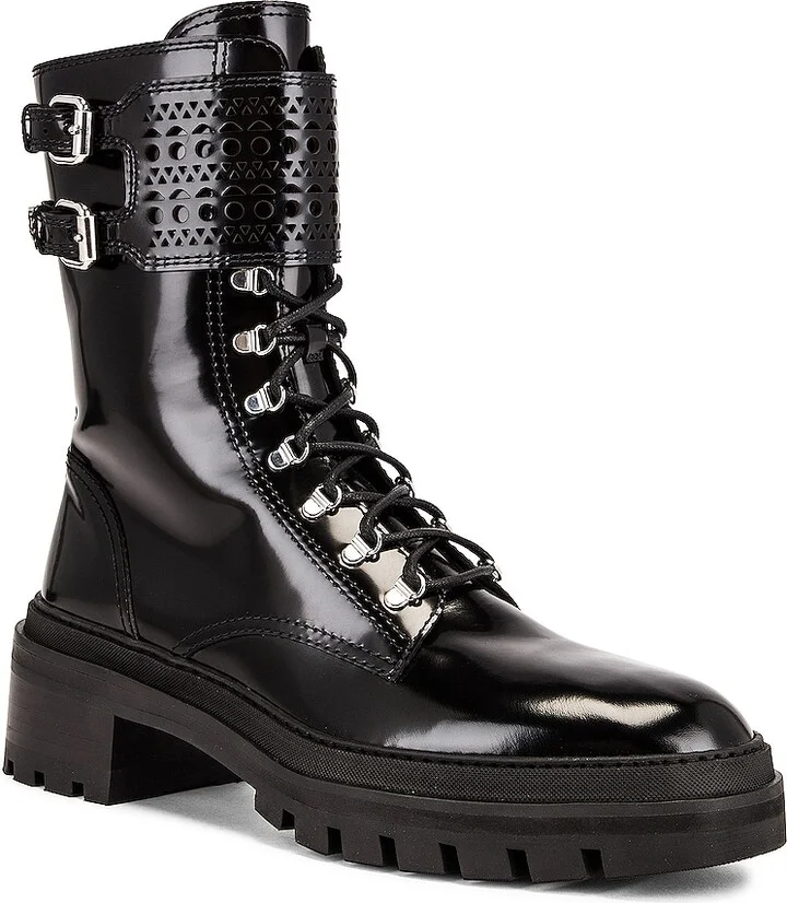 ALAÏA Buckle Military Boots in Black - Image 2