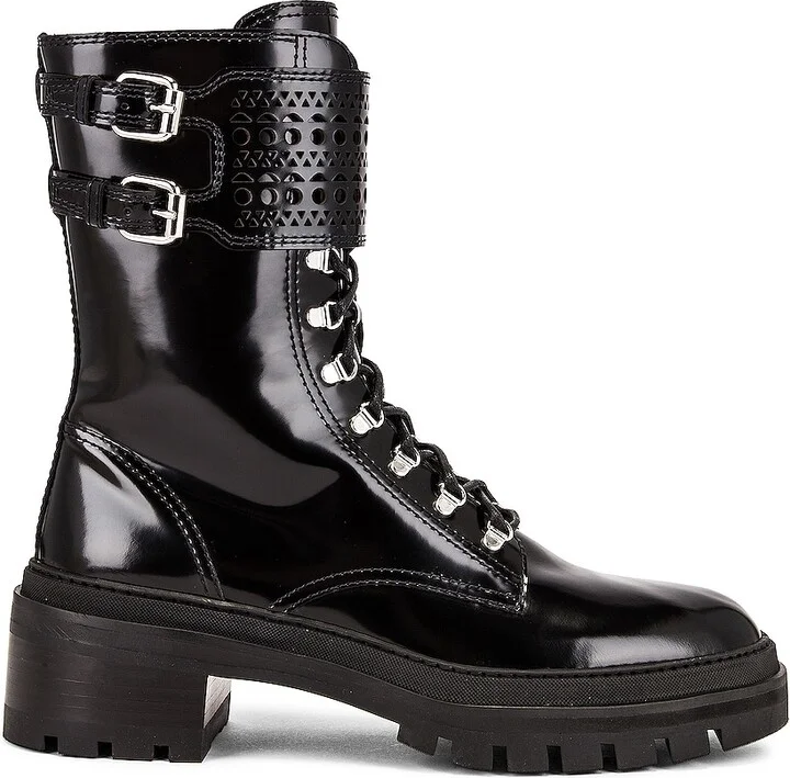 ALAÏA Buckle Military Boots in Black