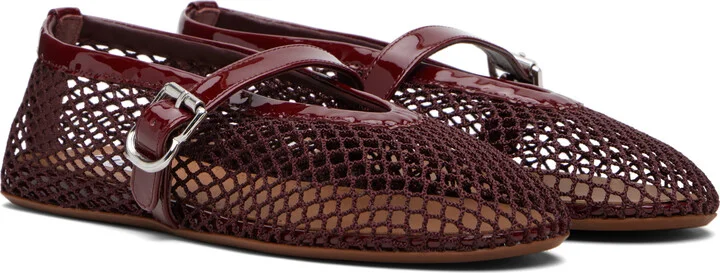 ALAÏA Burgundy Fishnet Ballerina Flats - Image 4