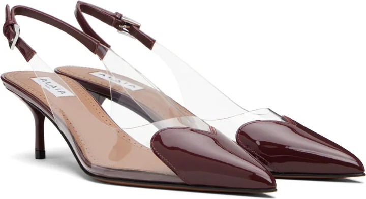 ALAÏA Burgundy 'Le Coeur' Heels - Image 4