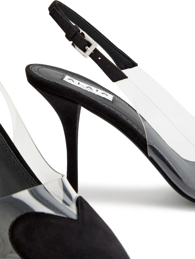 Alaïa Coeur 90 Suede Slingback Pumps - Image 4