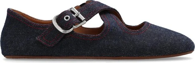 Alaïa Criss-Cross Denim Ballet Flats