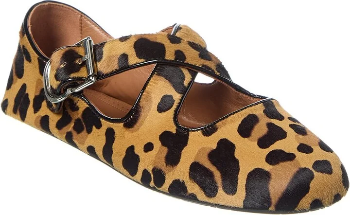 ALAIA Criss Cross Haircalf & Leather Ballet Flat