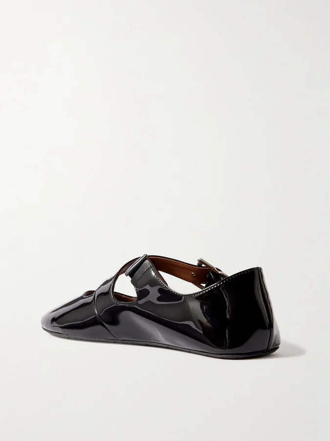 Alaïa - Criss Cross Patent-leather Ballet Flats - Black - Image 3