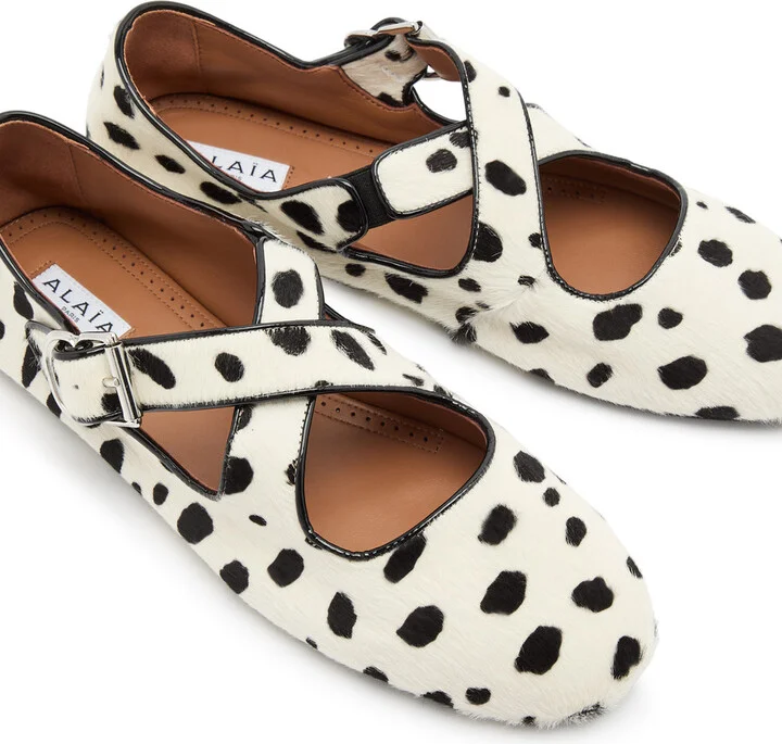 Alaïa Criss Cross Printed Calf-hair Ballet Flats - Image 3