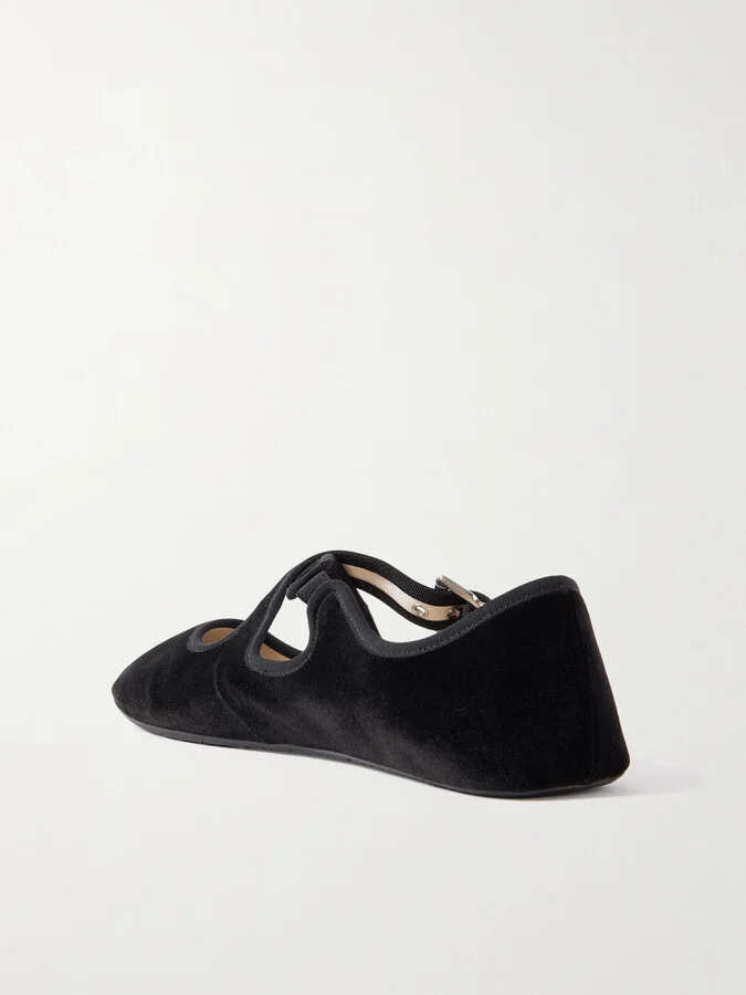 Alaïa - Criss Cross Velvet Ballet Flats - Black - Image 3