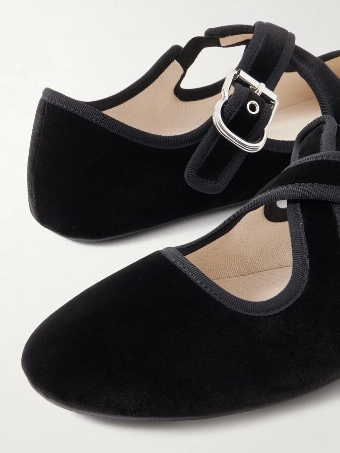 Alaïa - Criss Cross Velvet Ballet Flats - Black - Image 4