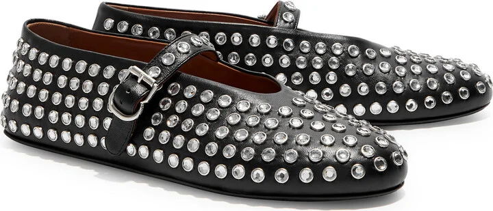 Alaïa Crystal-embellished Leather Ballet Flats - Image 2