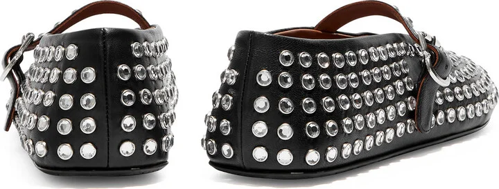 Alaïa Crystal-embellished Leather Ballet Flats - Image 3
