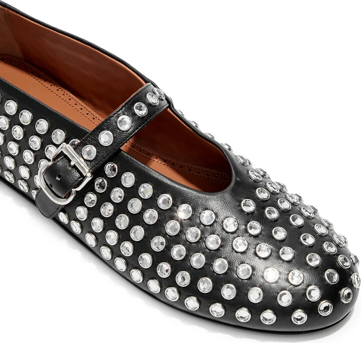 Alaïa Crystal-embellished Leather Ballet Flats - Image 4