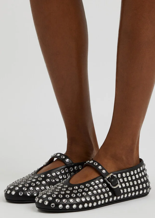 Alaïa Crystal-embellished Leather Ballet Flats - Image 5
