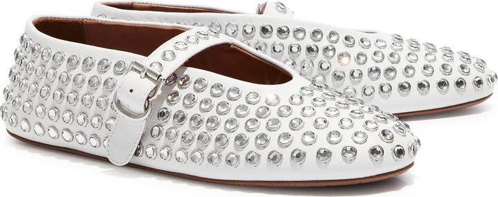 Alaïa Crystal-embellished Leather Ballet Flats - Image 6