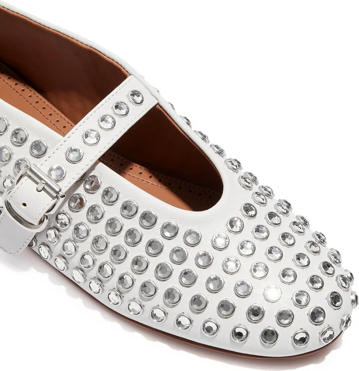 Alaïa Crystal-embellished Leather Ballet Flats - Image 8